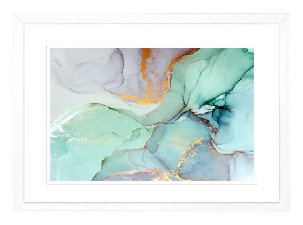 FP258 Wall décor art framed print abstract floral white frame